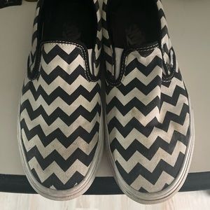 Women’s black and white Vans. Size 9